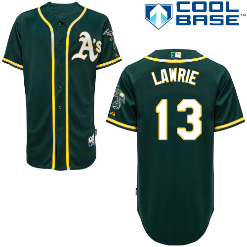 Brett Lawrie #13 Youth Baseball Jersey-Oakland Athletics Authentic Alternate Green Cool Base MLB Jersey